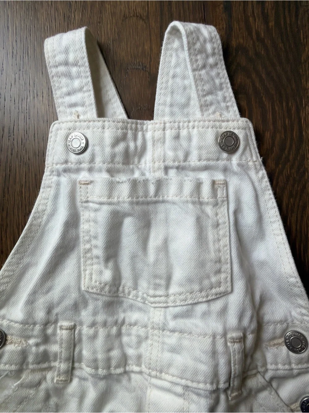 GAP Kids White Denim Short Overalls